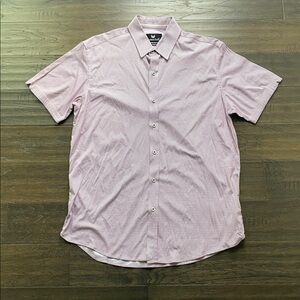 BUTTERCLOTH Casual Button Down Mens Sz Large Red Blue Printed Short Sleeve